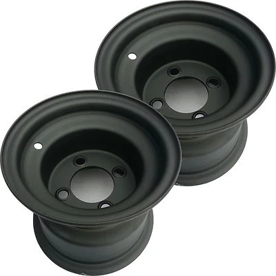2) Golf Cart Go Kart Riding Lawn Mower RIM WHEEL 8x7 4/4 Flat Black Zero Offset - Image 1 of 4