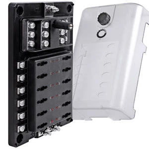 12V - 32V DC 180A 12 Way ATC ATO Fuse Box Block w/ Ground Negative Bus for Auto - Picture 1 of 8