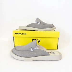 Fly London Slip On Suede Mules UK 7 NEW Light Grey Flat Shoes TULY025FLY - Picture 1 of 20