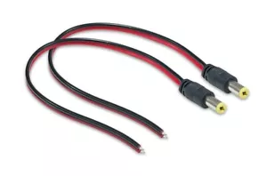 Paquete de 2 enchufes de alimentación de CC macho 2,1 mm x 5,5 mm 22 AWG cable de alimentación - Imagen 1 de 1