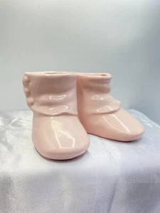 Haeger Pink Baby Booties Planter Vintage Buttons on the Sides - Picture 1 of 12
