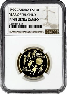 1979 Canada Gold $100 Year of The Child 1/2 oz Proof Coin NGC PF 68 UC - Picture 1 of 2