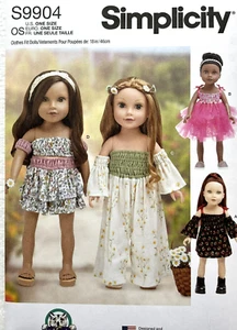 Simplicity Pattern   S9904   18" Doll Clothes  Dresses, Jumpsuit & Skort Set - Picture 1 of 2