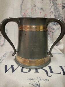 Reed & Barton 3 Handled Tankard Pewter and Copper Trophy Woodmont Golf Club 1905