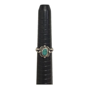 Vintage Sterling Silver Turquoise Chip Southwestern Leaf Ring Size 4.5 - Picture 1 of 11