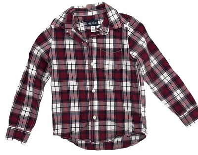 Niño Niños Lugar Borgoña, Blanco y Azul Camisa Abotonada, Talla S 5/6 Foto 1 de 3