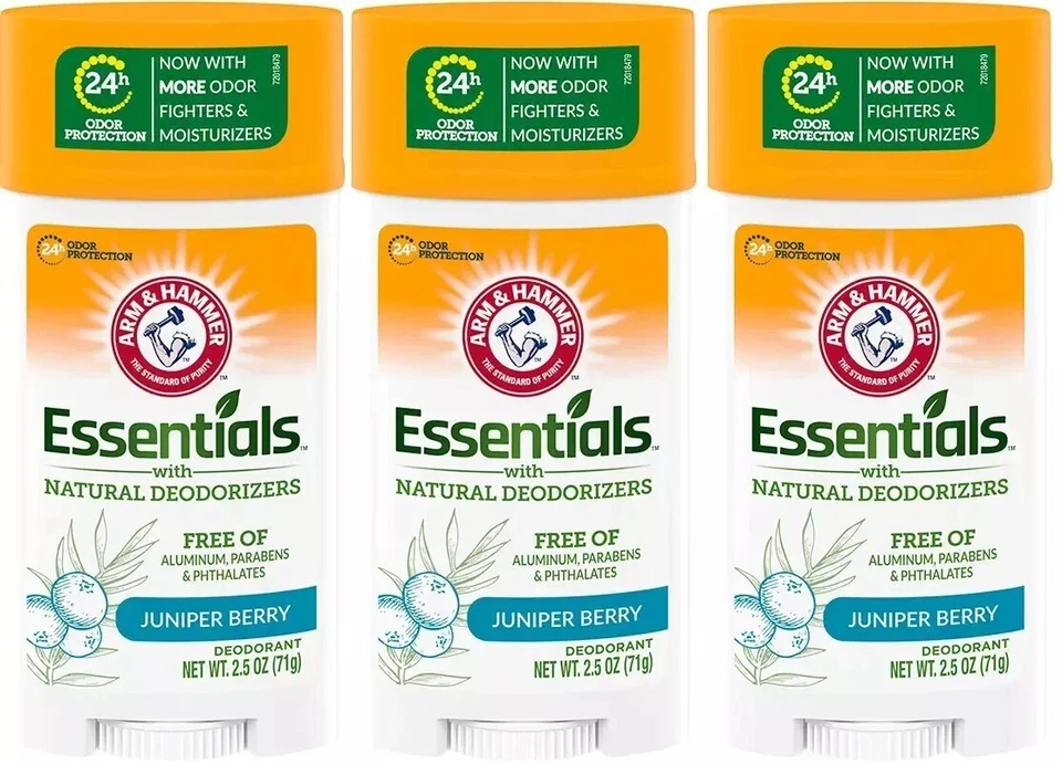 3 Pack ARM & HAMMER Essentials Solid Deodorant, Clean Juniper Berry 2.5 oz Each - Image 1 of 2