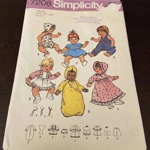 Simplicity 7208 Pattern Baby Doll Clothes, Size Small, 13"-14" - Picture 1 of 4