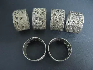 Juego de anillos de servilleta rosa Hildesheimer 6 personas avance plata auténtica 925 EXCELENTE - Imagen 1 de 3