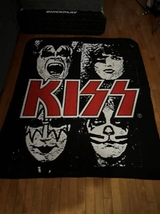 KISS Band Kiss Night Throw Blanket 2009 Catalog 51x61” Red Trim Rare Blanket - Picture 1 of 5
