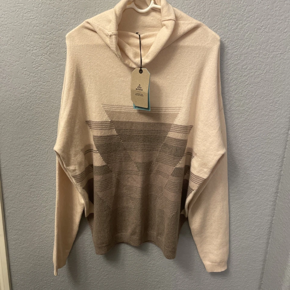 PrAna Sweater Womens Large Frosted Pine Cowl Neck Pullover Dreamdust