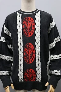 CARLO COLUCCI Vintage Cable-Knit Schurwoolle Sweater Multicolor Mens Size M - Picture 1 of 19