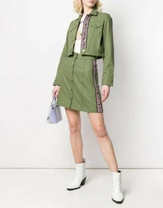 Designer discount RRP £295 Être Cécile green cropped denim jacket size L - Picture 1 of 4
