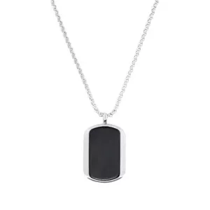 s.Oliver Jewel Mens Chain Leather Stainless Steel Silver Pendant Dog Tag 2035536 - Picture 1 of 3