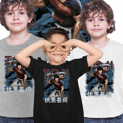 KUZI TEES Toji Fushiguro Jujutsu Kaisen Anime Manga Vintage Anime Manga T-shirt for Kids