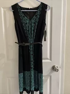 Tahari Kleid Größe 4 schwarz Blumenmuster ärmellos Gürtel Knie Arthur S Levine - Bild 1 von 7