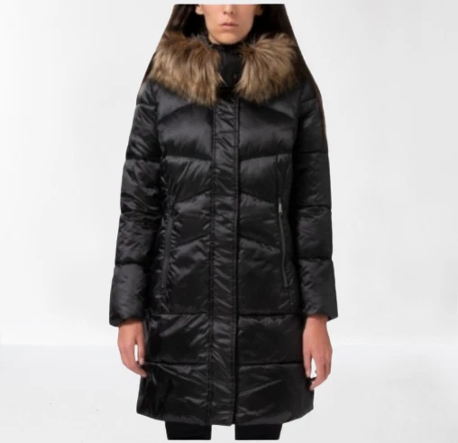 Sam Edelman отделки искусственного меха с КАПЮШОНОМ пуховик длинное зимнее пальто средний черный новый с Ярлыками I8  - Изображение 1 из 1