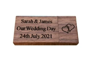 Personalised Laser Engraved Wooden 16GB Memory USB Flash Drive Stick Gift - Picture 1 of 5