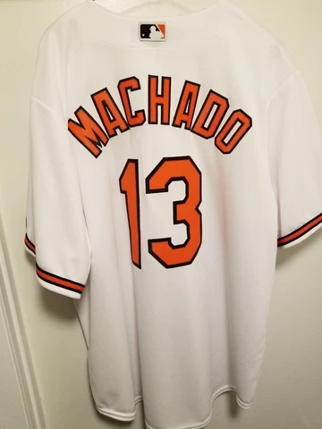 Manny Machado #13 Baltimore Orioles White XL Majestic CoolBase Replica Jersey Cover
