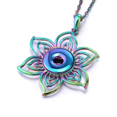 Botón a Presión Dije Arco Iris Flor Sol Ala Colgante Collar Bolsa de Regalo Gratis Foto 1 de 4