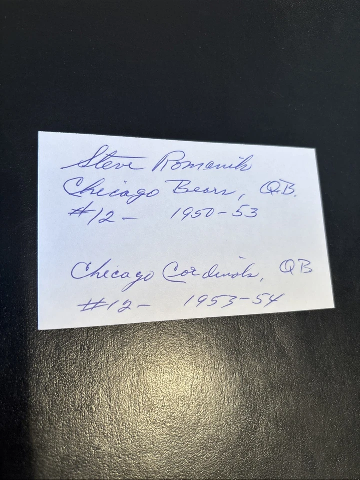 Steve Romanik (Villanova QB) ‘50-53 Chicago Bears, ‘53-54 Chicago Cardinals D.09 - Image 1 of 1