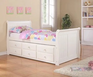 Single White Trundle Bed With Drawers - Picture 1 of 3