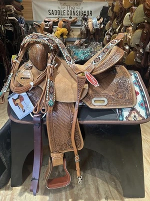 NEW 16” Double T Daisy Drifter Barrel Racing  Western Saddle + Tack set Package - Image 1 of 4