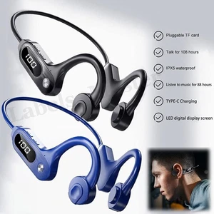 Bone Conduction Headphones Bluetooth 5.3 Wireless Outdoor Sport Headset Earbuds - Picture 1 of 12