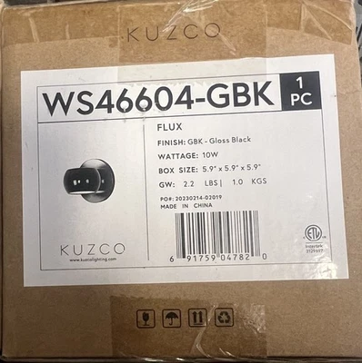 Kuzco Flux 4" LED Wall Sconce, Gloss Black/Acrylic Diffuser - WS46604-GBK - Image 1 of 2