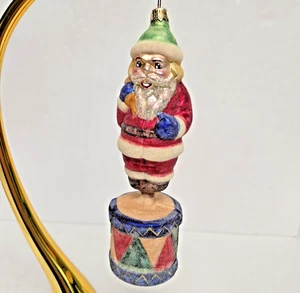 Christopher Radko Toyland Santa on Drum Frosted Sugared 1997 Germany Vintage 7,25" - Bild 1 von 8