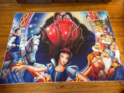 Telón de fondo/decoración grande de fotos de fiesta de cumpleaños de Blancanieves y 7 enanos 82"x 60" tela Foto 1 de 4