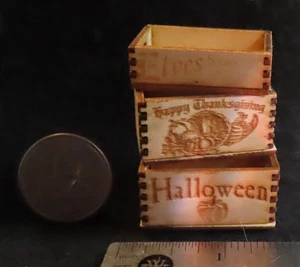 Wood Crate Elves Christmas Thanksgiving Halloween Holiday 1:12 AS IS Flaw 1780 - Picture 1 of 3