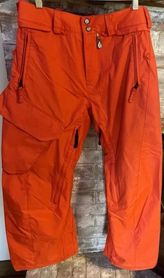 Calça de esqui Volcom Ergo masculina XS snowboard laranja bolsos com zíper Nimbus 10.000 - Imagem 1 de 3