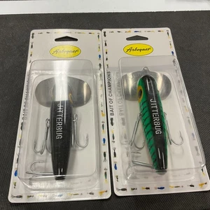 2 Diff Fred Arbogast Muskie XL Jitterbug #700 Black/FireTiger (1 Lot 1 Price) - Picture 1 of 5