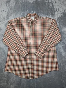 Viyella Hemd Herren Large braun grün burgund kariert Button Down Baumwolle Wolle - Bild 1 von 8