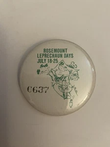 Vintage Rosemount Leprechaun Days Minnesota Pin Back Button P33 - Picture 1 of 3