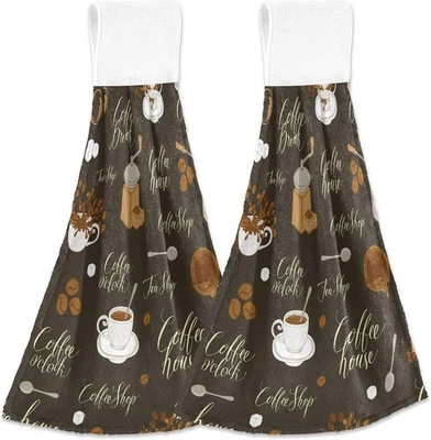 Чай кофейные зерна тема кухни вися полотенце кафе вручную 12 x 17 дюймов, мульти 4  - Изображение 1 из 4