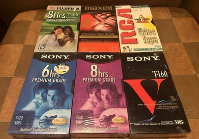Лот из 6 - Sony, RCA, Maxell, Fujifilm пустые видеокассеты - новый - Изображение 1 из 3