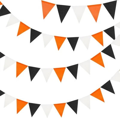 Banners de arpillera de Halloween precordados G2PLUS, 39 pies tela negra y naranja Foto 1 de 4