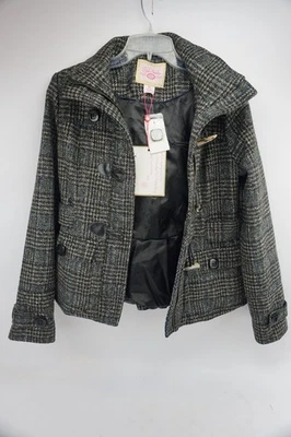 Abrigo/chaqueta mediana a cuadros marrón con palanca talla M en muy buena condición sobre rosa para mujer Foto 1 de 4