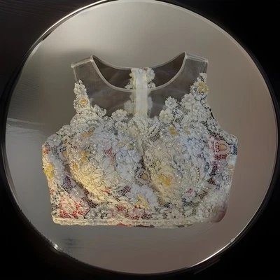 Top Exquisito, Encaje, Cuentas, Formal, Recortado por CHICAS EE. UU. Talla M Foto 1 de 4