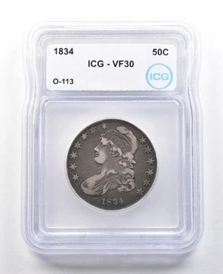 1834 Capped Bust Half Dollar O-113 VF30 ICG *3077 - Image 1 of 3