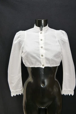 Gr.36 Dirndlbluse weiß Bluse für Dirndl Straßer Polyester mit Spitze B11159 - Bild 1 von 4
