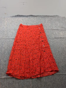 Falda Larga Floral Abotonada Gap Talla 10 Roja y Negra Fluida - Imagen 1 de 9