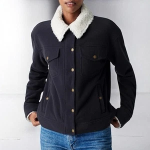 🌻NEU mit Etikett Faherty Washed Black Fleece Lined Trucker Jacket Size Small - Bild 1 von 13