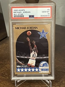 NBA Hoops Basketball #5 1990 Michael Jordan All Star PSA 10 Chicago Bulls Salón de la fama - Imagen 1 de 2