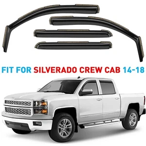 Rain Guards Vent Visors Shade for Chevy Silverado 2014-2018 Crew Cab - Picture 1 of 9