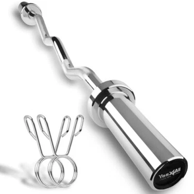 Barra de curvatura Yes4All Metal Olympic Barbell 300 libras - Alcance desenvolvimento muscular superior - Imagem 1 de 4