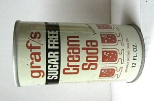 Vintage graf's Sugar Free Cream Soda Can Pull Tab 12 FL OZ Straight Steel - Picture 1 of 7