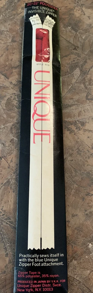 Vintage YKK Unique Invisible Zipper 20 22 Inch Apple Red - Image 1 of 1